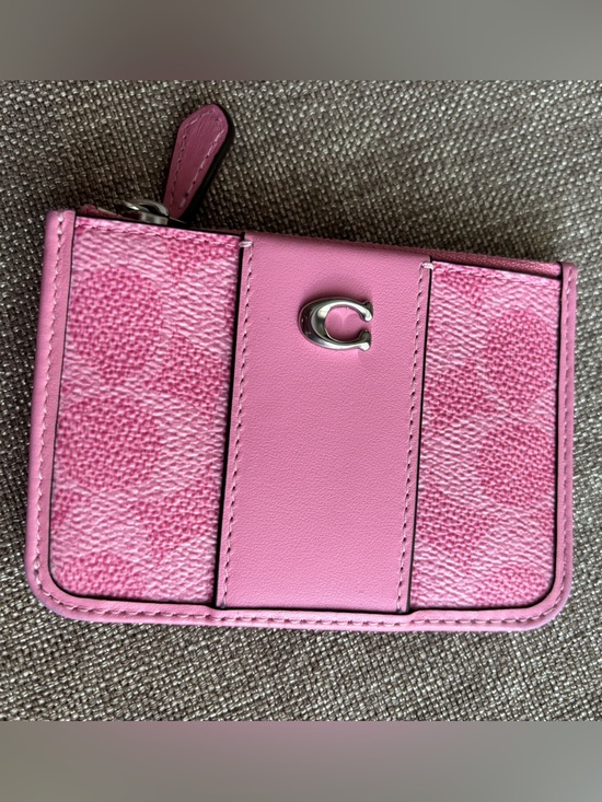 Coach Accessories - Coach Pink Signature ID Wallet Card Holder with Silver 'C' Accent